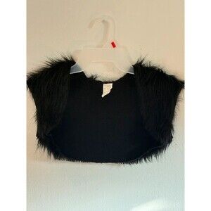 Weissman black faux fur girls bolero vest ballet dance costume size M